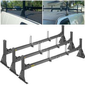 VEVOR Van Ladder Roof Racks, 3 Bars, 661 LBS Capacity, Adjustable Matte Coating Van Rack with Ladder Stoppers, Compatible with Chevy Express Fullsize