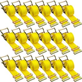 VEVOR E Track Ratchet Strap, 18PCS 2" x 15' E-Track Straps 4400 LBS Breaking Strength, with Polyester Webbing & Spring Fitting & Ratchets