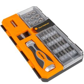 33-Piece Magnetic Ratcheting Screwdriver Bit & Socket Set, Multi Screwdriver comes with a Built-In Handle Storage Perfect for Home and Industrial Usag