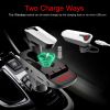 Car FM Transmitter w/ Wireless Earpiece 2 USB Charge Ports Hands-free Call MP3 Player