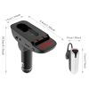 Car FM Transmitter w/ Wireless Earpiece 2 USB Charge Ports Hands-free Call MP3 Player
