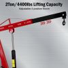 Engine Hoist 2 Ton 4400 lb Folding Cherry Picker Engine Shop Crane Heavy Duty Hydraulic Tilting Engine Lift with 6 Iron Caster Wheels Telescopic Boom